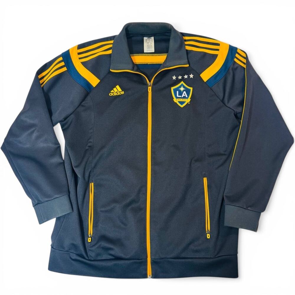 Adidas LA Galaxy Track Jacket Mens XL Full Zip Soccer MLS Black Yellow